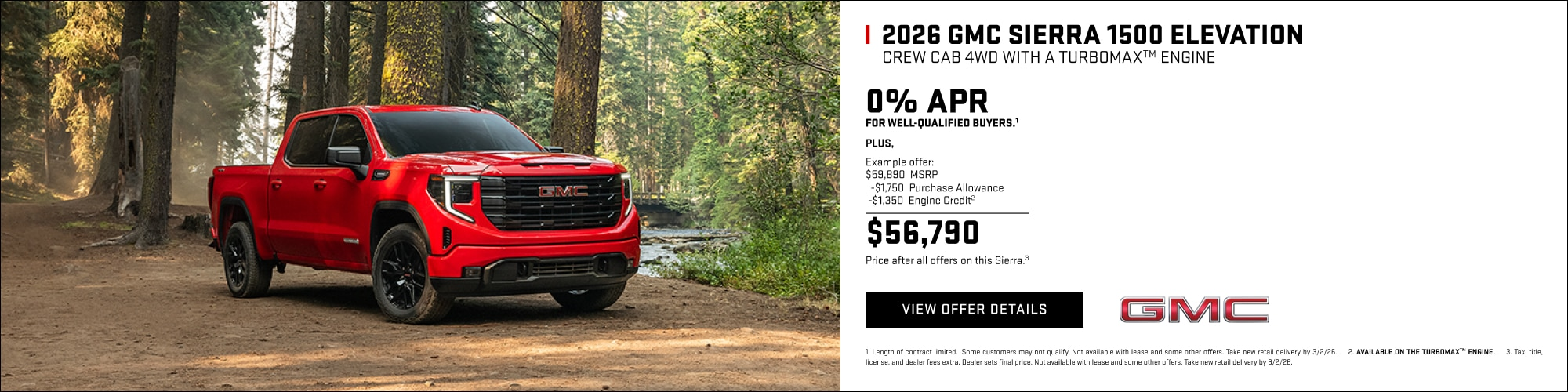 2026 GMC SIERRA 1500 ELEVATION CREW CAB 4WD WITH A TURBOMAX 